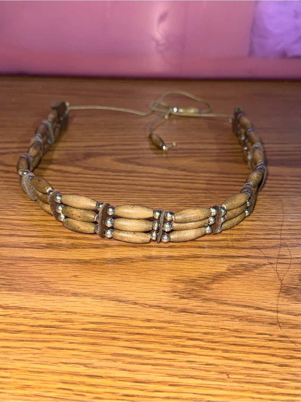 Halloween costume wood beaded necklace choker
